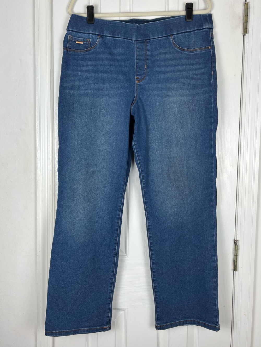 Nine West Heidi Pull On Straight Stretch Denim Jeans Sz 16